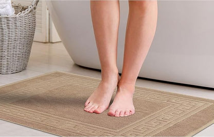 Superior Heavyweight Cotton Bath Mats, Bath Rugs For Bathroom Accessories, Washable Rug For Shower, Bath, Toilet, Modern Decor, No Backing, Luxury Hotel And Spa Quality, Set of 2, 22" x 35", Taupe