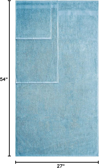 American Veteran Towel, 6 Piece Towel Set for Bathroom, 100% Cotton Turkish Bathroom Towels, 2 Bath Towels 2 Hand Towels 2 Washcloths, Sky Blue
