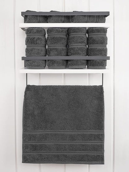 American Soft Linen Luxury Hand Towels for Bathroom, 600 GSM Heawy Weight 16x28 Size 100% Cotton Turkish 4 Piece Hand Face Towel Set, Dark Gray Hand Towels