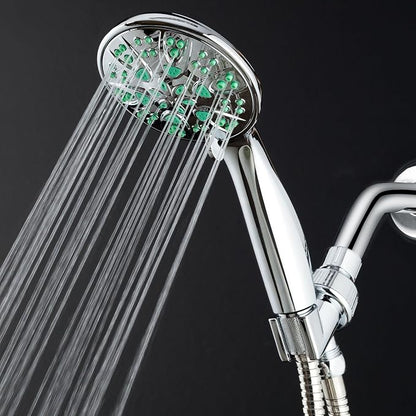 AquaDance Antimicrobial – Anti-Clog High-Pressure 6-Setting Hand Shower with Microban Nozzle Protection from Growth of Mold, Mildew & Bacteria for Stronger Shower! 3 Jet Color Choices – 4" Coral Green