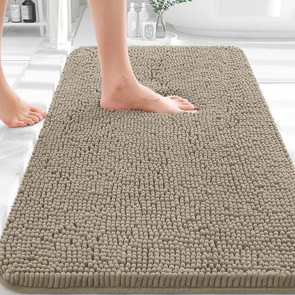 OLANLY Bathroom Rugs 36x24, Extra Soft Absorbent Chenille Bath Rugs | Warm Taupe, Quick-Drying Rubber Backing, Machine Washable Bath Mat for Bathroom Floor, Tub and Shower, Home Decor Accessories