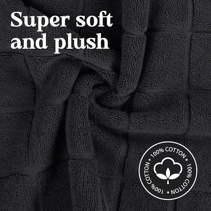 Superior 100% Cotton Bathmat Set, Bath Mats, Bathroom Decor, Shower, Bathtub Essentials, Home Accessories, Small Washable Rug, No Backing, Heavyweight, Nora Collection, Set of 2, 22" x 35", Black