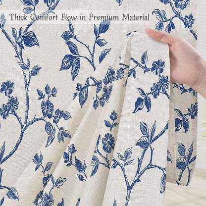 MitoVilla Long Linen Floral Shower Curtain for Bathroom,72 x 78 | Long Cottagecore Spring Shower Curtains for Bathroom, Modern Farmhouse Country Plant Leaves Bathroom Décor, 72 x 78