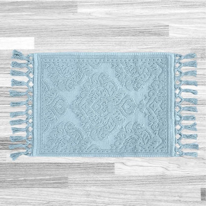 Jean Pierre - Ricardo Bath Mat, Woven Fringe Bathroom Rugs, 100% Cotton, Premium Bathroom Decor - Measures 27" x 52" - Light Blue