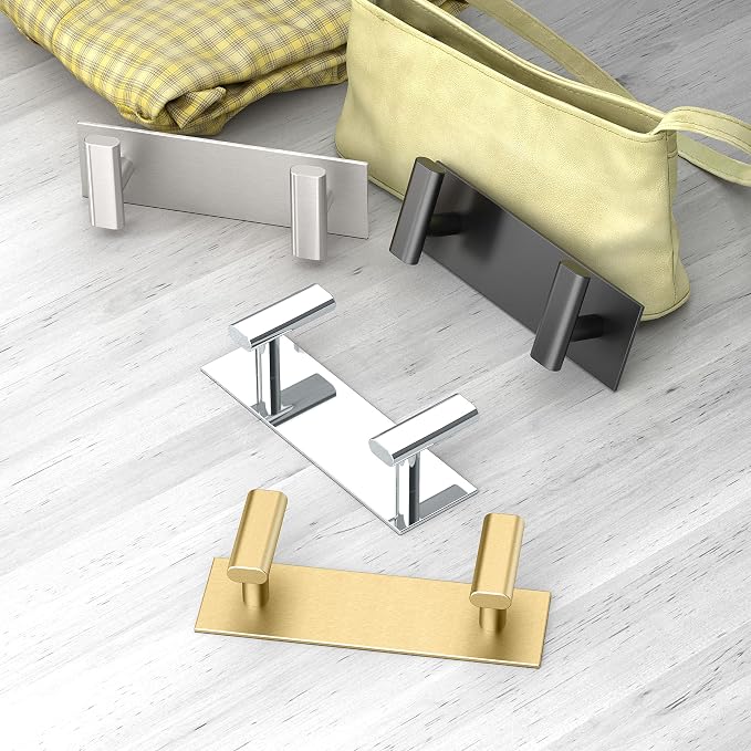 Gatco 1283B Elevate All Modern Decor Double Hook, Brushed Brass | Wall Mount 6.50" W X 2.50" H 2-Hook Robe, Towel Holder