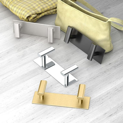 Gatco 1283B Elevate All Modern Decor Double Hook, Brushed Brass | Wall Mount 6.50" W X 2.50" H 2-Hook Robe, Towel Holder