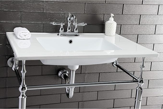 Kingston Brass KB1601AL Heritage 4-Inch Centerset Lavatory Faucet with Metal Lever Handle, Polished Chrome