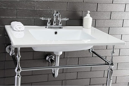 Kingston Brass KB1601AL Heritage 4-Inch Centerset Lavatory Faucet with Metal Lever Handle, Polished Chrome