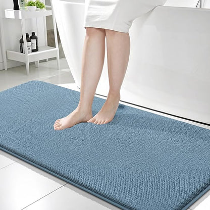 OLANLY Memory Foam Bathroom Runner Rug 59x24, Absorbent Long Mat, Airy Blue | Soft Quick Dry Bath Rugs, Non-Slip Carpet, Machine Washable Mat for Bathroom Floor, Tub and Shower, Home Decor Accessories