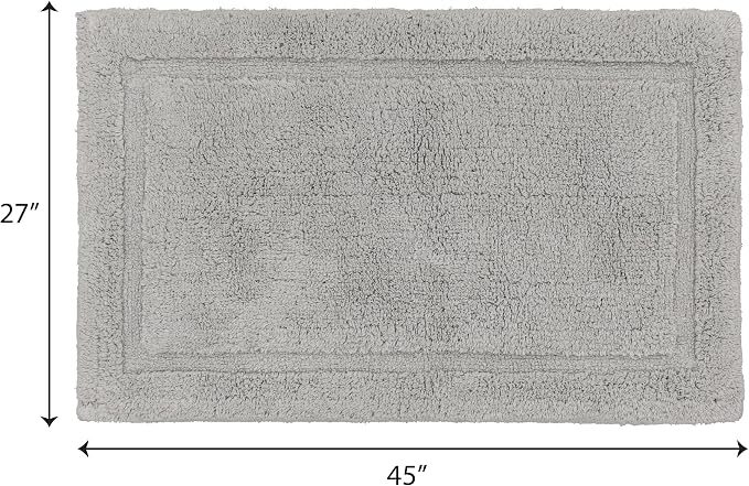 Jean Pierre New York Lydia Border 100% Cotton Bath Mat - Non-Slip Bath Rug - Gray - 27"x45"