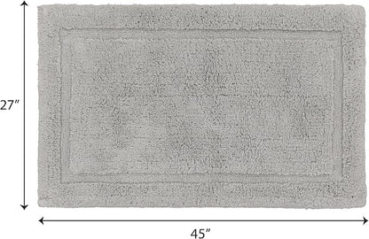 Jean Pierre New York Lydia Border 100% Cotton Bath Mat - Non-Slip Bath Rug - Gray - 27"x45"