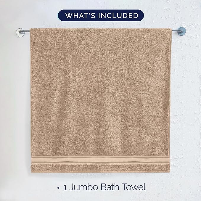 Elegant Comfort Premium Turkish Cotton 1 Piece Jumbo Bath Towel - 35 x 70 inch, Luxurious Hotel Spa Quality 100% Turkish Cotton Large Bath Towel - Highly Absorbent - Soft Bathroom Towel, Taupe