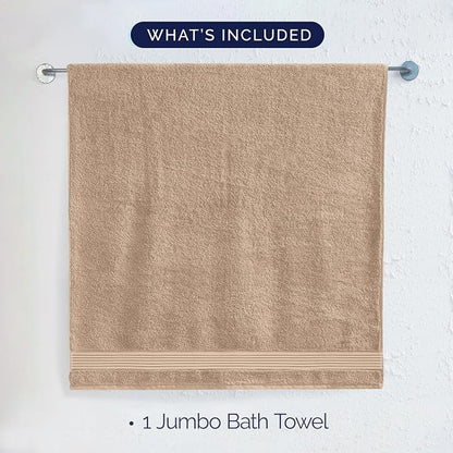 Elegant Comfort Premium Turkish Cotton 1 Piece Jumbo Bath Towel - 35 x 70 inch, Luxurious Hotel Spa Quality 100% Turkish Cotton Large Bath Towel - Highly Absorbent - Soft Bathroom Towel, Taupe