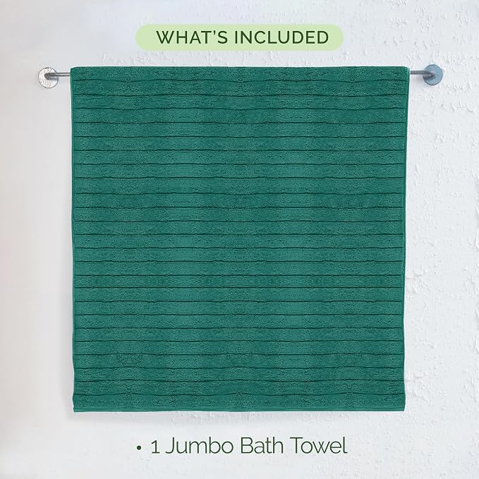Elegant Comfort 100% Turkish Cotton Corduroy Ribbed Luxury Jumbo Bath Towel Ultra Soft - 35 x 70 Inch - Luxury Spa Premium Hotel Quality Highly Absorbent and Quick Dry Large Bath Towel, Turquoise