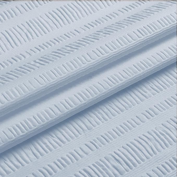 Aiyufeng Glacier Blue Shower Curtain for Bathroom, Embossed Textured Fabric Shower Curtain for Bathroom - Soft Cloth & Hotel Spa, Machine Washable, 72X84,Glacier Blue