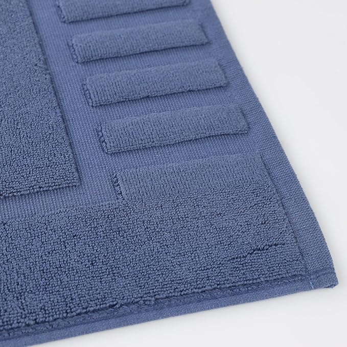 Superior 100% Cotton Bathmat Set, Bath Mats, Bathroom Decor, Shower, Bathtub Essentials, Home Accessories, Washable Rug, No Backing, Heavyweight, Leo Collection, Set of 2, 22" x 35", Navy Blue