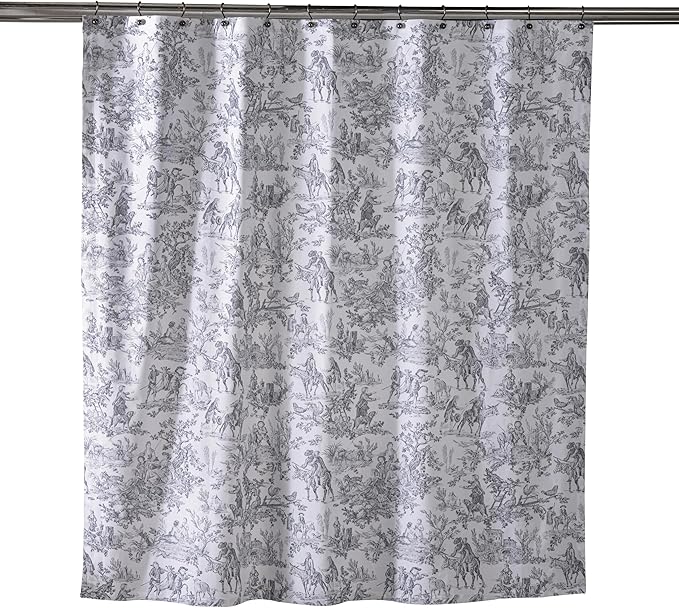 Maison d' Hermine Shower Curtain 100% Cotton One Panel 70"x72" Washable Fabric Shower Curtains for Bathroom, Easy Hanging with 12 Button Holes - Spa Easter Gifts (The Miller - Paloma Grey)