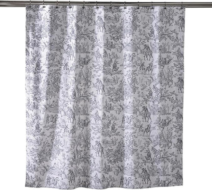 Maison d' Hermine Shower Curtain 100% Cotton One Panel 70"x72" Washable Fabric Shower Curtains for Bathroom, Easy Hanging with 12 Button Holes - Spa Easter Gifts (The Miller - Paloma Grey)