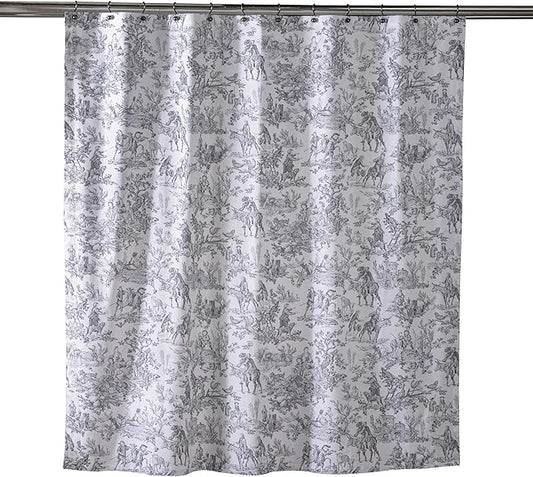 Maison d' Hermine Shower Curtain 100% Cotton One Panel 70"x72" Washable Fabric Shower Curtains for Bathroom, Easy Hanging with 12 Button Holes - Spa Easter Gifts (The Miller - Paloma Grey)