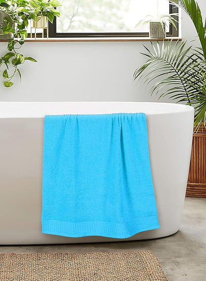 GLAMBURG 100% Cotton 2 Pack Oversized Bath Towel Set 28x55 Inches, Ultra Soft Highly Absorbant Compact Quickdry & Lightweight Large Bath Towels, Ideal for Gym Travel Camp Pool - Turquoise Blue