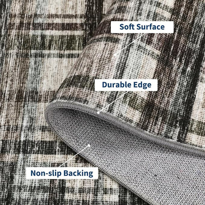 Washable Rugs 10x13 Rug for Living Room Modern Rustic Non Slip Large Area Rug Soft Non Shedding Throw Rugs Stain Resistant Carpet for Bedroom Office Dining Room Green/Brown 10'x13'