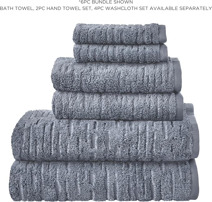 SKL Home CloudSoft Hand Towel Set, 2-Piece, 100% Cotton Luxury, Smoke Blue | Premium spa-level quality. 600 GSM weight. Ultra plush & absorbent. For use in the bathroom, kitchen, bar or any sink space.