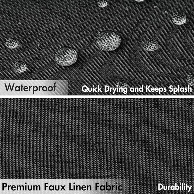 MIULEE 72"x84" Extra Long Scalloped Linen Shower Curtain Black | Linen Textured, Waterproof, Washable, 12 Metal Hooks, Heavy Duty Cloth, Black Border, Shower Curtain for Bathroom Bathtub
