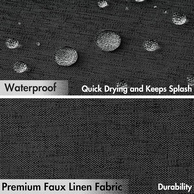 MIULEE Black Scalloped Linen Shower Curtain 72x78 Inches | Linen Textured, Waterproof, Washable, 12 Metal Hooks, Heavy Duty Cloth, Black Border, Shower Curtain for Bathroom Bathtub