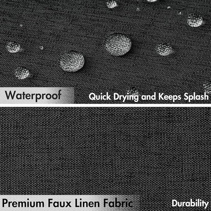 MIULEE 72"x96" Extra Long Scalloped Linen Shower Curtain Black | Linen Textured, Waterproof, Washable, 12 Metal Hooks, Heavy Duty Cloth, Black Border, Shower Curtain for Bathroom Bathtub
