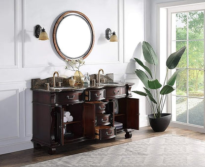 64 Inch Traditional Style Solid Wood Hopkinton Double Sink Bathroom Vanity-Model GD-4438SB-64