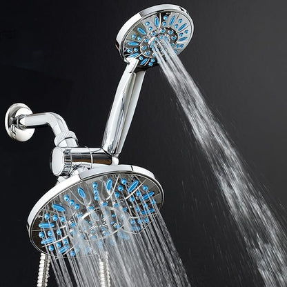 Antimicrobial/Anti-Clog High-Pressure 30-setting Rainfall Shower Combo by AquaDance with Microban Nozzle Protection from Growth of Mold Mildew & Bacteria for Stronger Shower! Wave Blue | Enjoy More Power & Better Shower Hygiene with Lifetime Antimicrib...