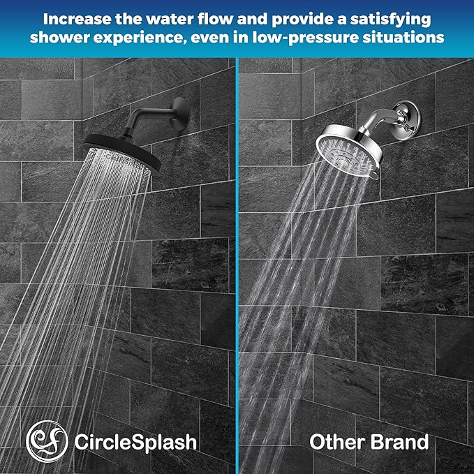 CircleSplash Shower Head - High Pressure 2.5 GPM - Oil Rubbed Bronze | Anti-clog silicone nozzles, removable restrictor, easy-clean fixed replacement