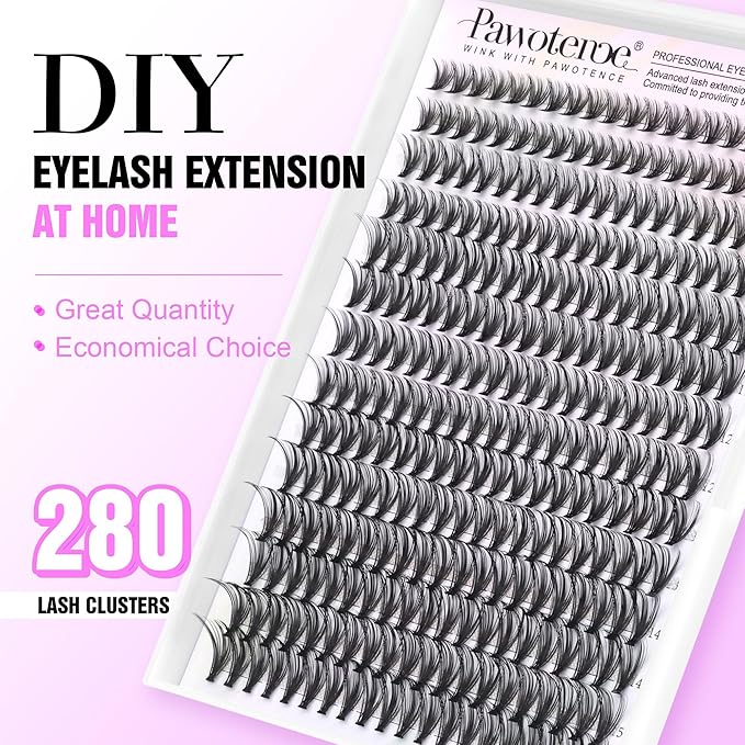 Lash Clusters Natural 30D Cluster Eyelash Extensions 8-15mm Individual Lashes Cluster Wispy 280pcs Eyelash Clusters Lash Extension for Self Application (30D, 0.07D, 8-15mm)