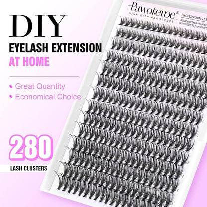Lash Clusters Natural 30D Cluster Eyelash Extensions 8-15mm Individual Lashes Cluster Wispy 280pcs Eyelash Clusters Lash Extension for Self Application (30D, 0.07D, 8-15mm)