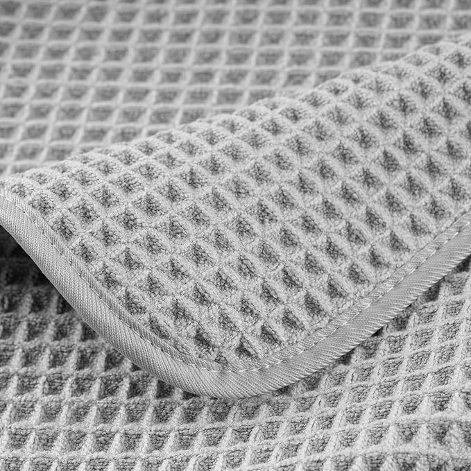 POLYTE 430 GSM Poly Blend Microfiber Quick Dry Waffle Bath Towel, 30x60 in | 4 Pack, Oversize, Lint Free, Body Towel