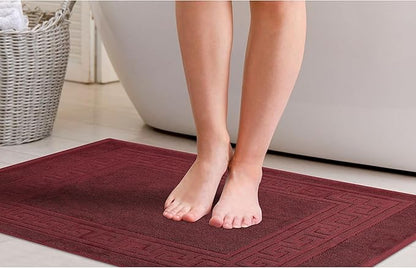 Superior Heavyweight Cotton Bath Mats, 2-Piece Rugs For Bathroom Accessories, Washable Rug For Shower, Toilet, Modern Decor, No Backing, Luxury Hotel And Spa Quality, Set of 2, 22" x 35", Burgundy