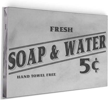 Renditions Gallery Fresh Soap & Water Sign Black Text Bathroom Décor Gallery Wrapped Canvas Wall Art, 12x18,