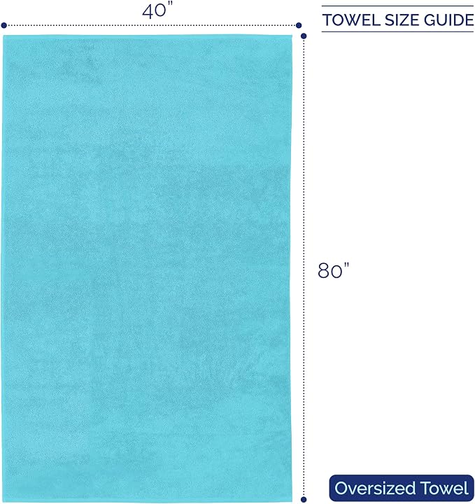 Elegant Comfort Premium Super Soft Highly Absorbent 1 Piece Oversized Bath Sheet - 40" x 80" inch, Luxurious Hotel Spa Quality 100% Turkish Cotton Extra Large Bath Towels for Adults, Aqua