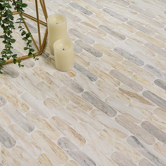 MSI Angora Ellipse 12 in. x 12 in. Polished Marble Mosaic Floor and Wall Tile for Bathroom, Kitchen Backsplash, Accent Wall Tile, and Shower Wall Tile