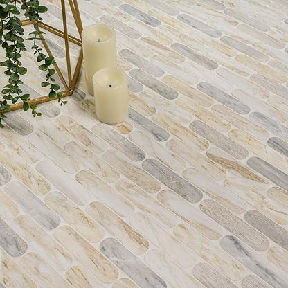 MSI Angora Ellipse 12 in. x 12 in. Polished Marble Mosaic Floor and Wall Tile for Bathroom, Kitchen Backsplash, Accent Wall Tile, and Shower Wall Tile