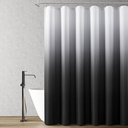 Extra Long Shower Curtain 96 inches 8FT for Bathroom Light Grey | Ombre Waffle, Shower Curtains with Hook, Water Repellent, Boho Farmhouse, Simple Modern Bath Decor, 1 Panel, 72x96