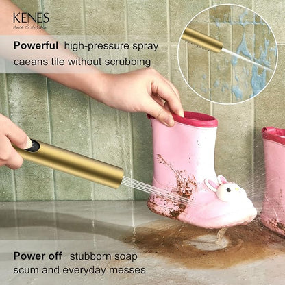 KENES Brushed Gold Square Rainfall Shower System Faucet Set with Handheld | Shower Faucet with 10-Inch Rain Shower Head, Square Shower System, Valve Included, Lead-Free cUPC & NSF Certified, Stainless