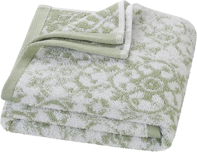Jessica Simpson – Bath Towel 4 Piece Set, Aziza, Premium Bathroom Décor, Includes 2 Hand Towels and 2 Shower Towels, 100% Cotton & Machine Washable, Frosty Green