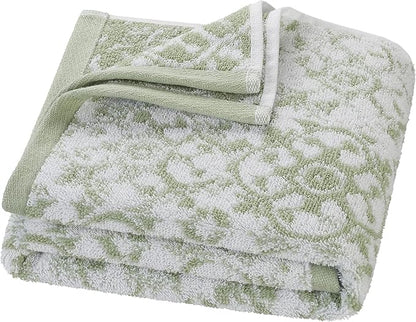 Jessica Simpson – Bath Towel 4 Piece Set, Aziza, Premium Bathroom Décor, Includes 2 Hand Towels and 2 Shower Towels, 100% Cotton & Machine Washable, Frosty Green