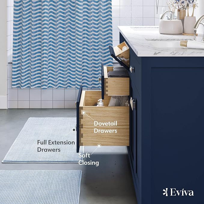 Artemis 60 in. Blue Double Sink Bath Vanity with Engineered Top and Undermount Porcelain Sinks