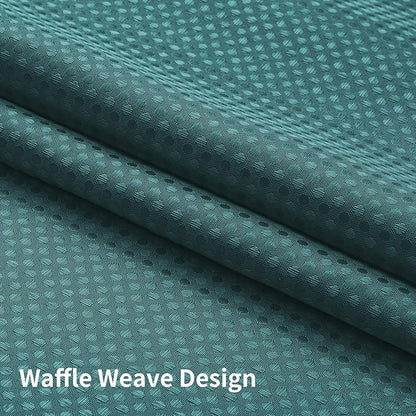 No Hook Shower Curtain with Snap in Fabric Liner, Waffle Weave Heavy Duty Thick Shower Curtains with Mesh Top Window, Hotel Style Waterproof Bathroom Curtain Set, 72 x 75 Inch, Seaweed Green