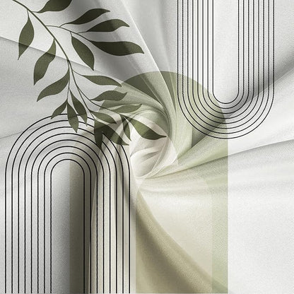 Boho Sage Green Shower Curtain Mid Century Modern Abstract Plant Botanical Bathroom Curtain Minimalist Neutral Geometric Arch Bath Decor Polyester Set with Hooks 72x72 inch