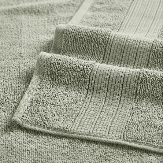 Modern Threads 6-Piece Towel Set – 100% Cotton, Quick Dry, Ultra Absorbent – Includes 2 Bath, 2 Hand, 2 Washcloths (White/Reinhart Sage)