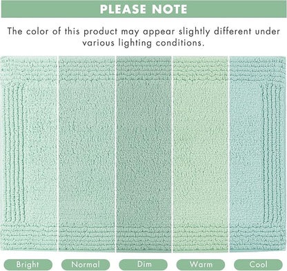 Madison Park Splendor Reversible 100% Cotton Bath Rug, 17 x 24, Green | Tufted Bathroom Mat, 3000 GSM, Hotel Quality, Luxurious Plush, Medium Pile, Absorbent, Quick Dry, OEKO-TEX, Shower Room Décor