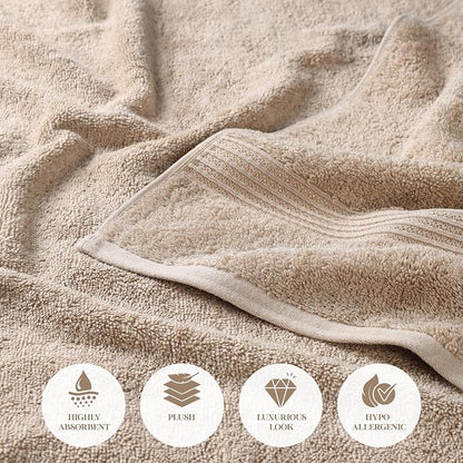 Superior Egyptian Cotton 3-Piece Towel Set, Basic Towels For Bathroom, Home Decor, Guest Bath, Shower, Apartment, Included 1 Face, 1 Hand, 1 Bath Towel, Washcloth, Quick Dry, Taupe